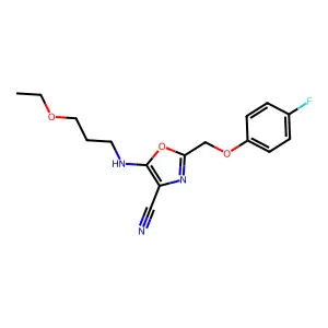5-[(3-Ethoxypropyl)amino]-2-[(4-fluorophenoxy)methyl]-1,3-oxazole-4-carbonitrile structure