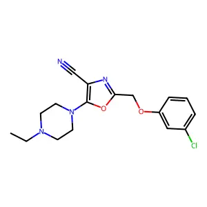 2-[(3-Chlorophenoxy)methyl]-5-(4-ethylpiperazin-1-yl)-1,3-oxazole-4-carbonitrile structure