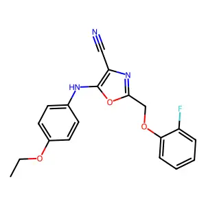 5-(4-Ethoxyanilino)-2-[(2-fluorophenoxy)methyl]-1,3-oxazole-4-carbonitrile structure