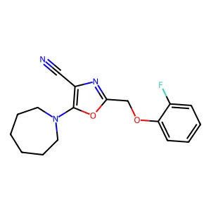 5-(Azepan-1-yl)-2-[(2-fluorophenoxy)methyl]-1,3-oxazole-4-carbonitrile structure