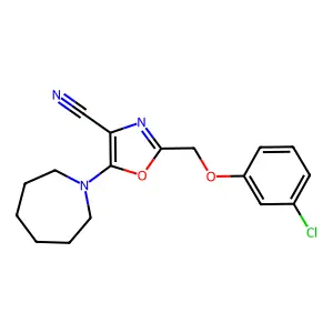5-(Azepan-1-yl)-2-[(3-chlorophenoxy)methyl]-1,3-oxazole-4-carbonitrile structure