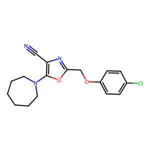 5-(Azepan-1-yl)-2-[(4-chlorophenoxy)methyl]-1,3-oxazole-4-carbonitrile structure
