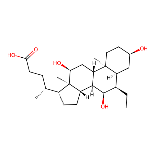 3alpha,7alpha,12alpha-Trihydroxy-6alpha-ethyl-5beta-cholan-24-oic acid structure