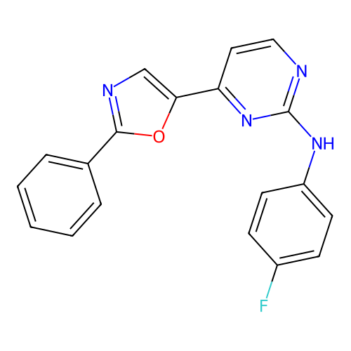 2-Pyrimidinamine, N-(4-fluorophenyl)-4-(2-phenyl-5-oxazolyl)- structure