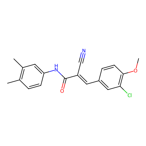 (E)-3-(3-chloro-4-methoxyphenyl)-2-cyano-N-(3,4-dimethylphenyl)prop-2-enamide structure