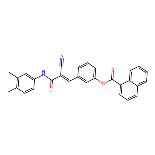 [3-[(E)-2-cyano-3-(3,4-dimethylanilino)-3-oxoprop-1-enyl]phenyl] naphthalene-1-carboxylate structure