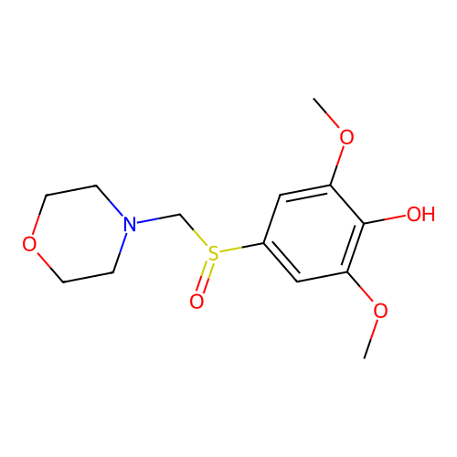 Morpholine, 4-((4-hydroxy-3,5-dimethoxyphenyl)sulfinylmethyl)- structure