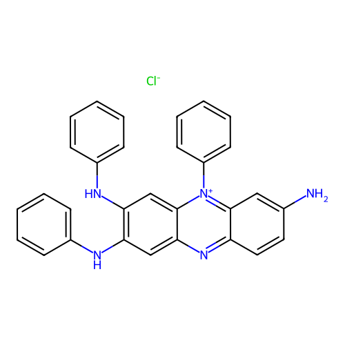 7-Amino-5-phenyl-2,3-bis(phenylamino)phenazinium chloride structure