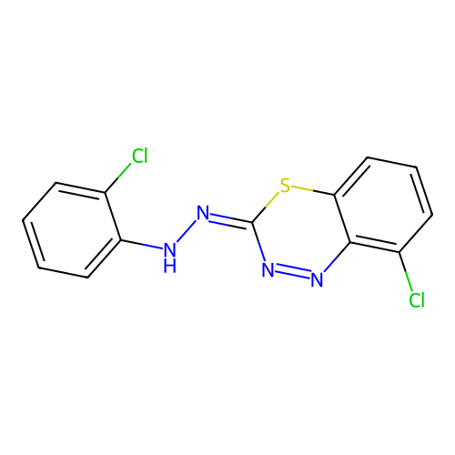 2-chloro-N-[(E)-(8-chloro-4,1,2-benzothiadiazin-3-ylidene)amino]aniline structure