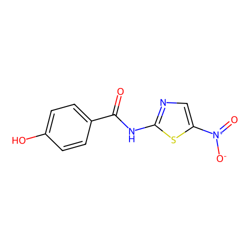 4-hydroxy-N-(5-nitrothiazol-2-yl)benzamide structure