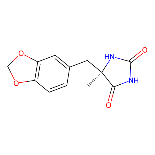 (5R)-5-(1,3-benzodioxol-5-ylmethyl)-5-methylimidazolidine-2,4-dione structure