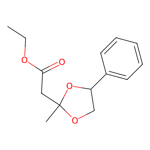 Ethyl 2-(2-methyl-4-phenyl-1,3-dioxolan-2-yl)acetate structure