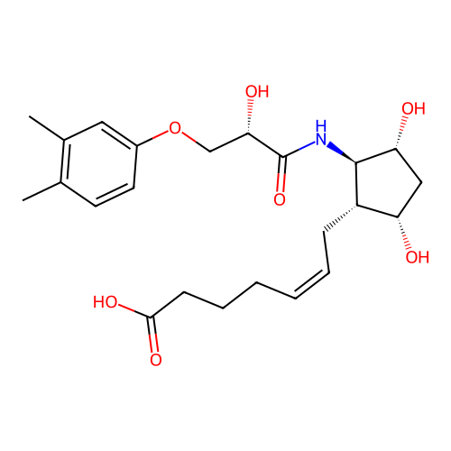 7-(N-(2S-Hydroxy-2-(3,4-dimethylphenyloxy)ethylcarbonyl)-2-amino-3,5-dihydroxycylopentyl)-5-heptenoic acid structure