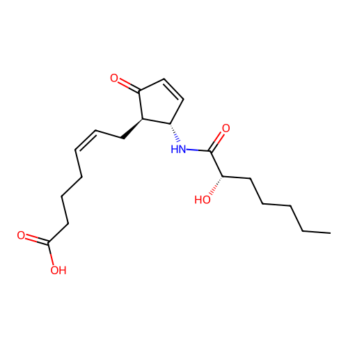 7-(N-(2S-Hydroxyhexylcarbonyl)-2-amino-5-oxo-3-cyclopentenyl)-5-heptenoic acid structure