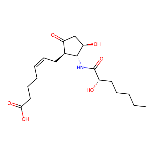 7-(N-(2S-Hydroxyhexylcarbonyl)-2-amino-3-hydroxy-5-oxocyclopentyl)-5-heptenoic acid structure
