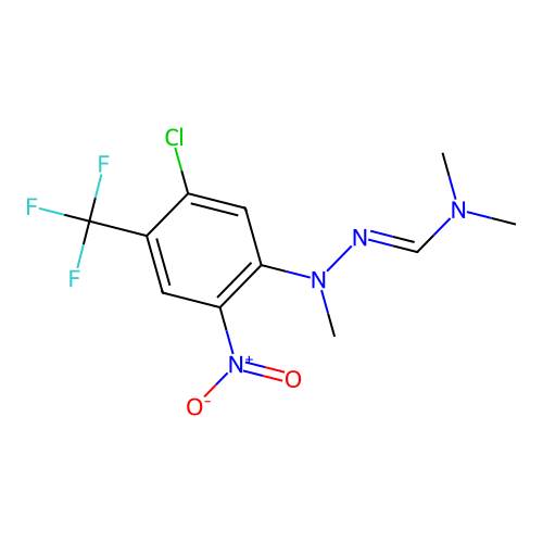 N'-[5-chloro-2-nitro-4-(trifluoromethyl)phenyl]-N,N,N'-trimethylhydrazonoformamide structure