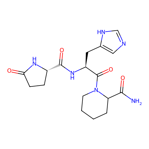 pyroglutamyl-L-histidyl-L-pipecolic acid amide structure