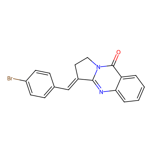 (E)-3-(4-bromobenzylidene)-2,3-dihydropyrrolo[2,1-b]quinazolin-9(1H)-one structure