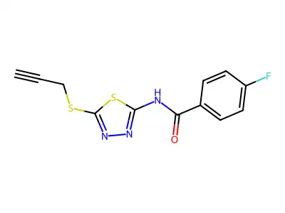 4-fluoro-N-[5-(2-propynylsulfanyl)-1,3,4-thiadiazol-2-yl]benzenecarboxamide structure