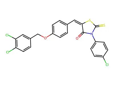 3-(4-chlorophenyl)-5-({4-[(3,4-dichlorobenzyl)oxy]phenyl}methylene)-2-thioxo-1,3-thiazolan-4-one structure