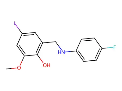 2-{[(4-Fluorophenyl)amino]methyl}-4-iodo-6-methoxyphenol structure