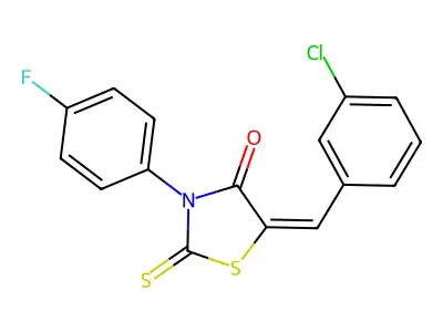 5-[(3-chlorophenyl)methylene]-3-(4-fluorophenyl)-2-thioxo-1,3-thiazolan-4-one structure