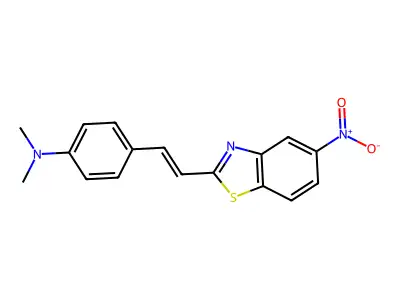 Benzenamine, N,N-dimethyl-4-[2-(5-nitro-2-benzothiazolyl)ethenyl]- structure