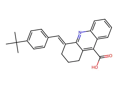 4-[(4-tert-butylphenyl)methylidene]-2,3-dihydro-1H-acridine-9-carboxylic Acid structure
