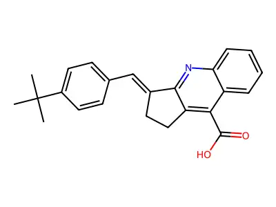 3-[(4-tert-butylphenyl)methylidene]-1H,2H,3H-cyclopenta[b]quinoline-9-carboxylic acid structure
