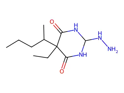 5-Ethyl-2-hydrazinyl-5-(pentan-2-yl)-2,5-dihydropyrimidine-4,6-diol structure