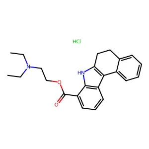 7H-Benzo(c)carbazole-8-carboxylic acid, 5,6-dihydro-, 2-(diethylamino)ethyl ester, hydrochloride structure
