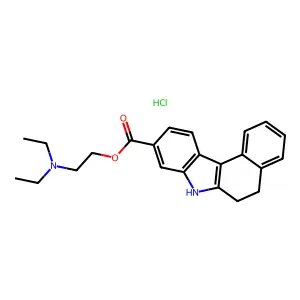 7H-Benzo(c)carbazole-9-carboxylic acid, 5,6-dihydro-, 2-(diethylamino)ethyl ester, hydrochloride structure