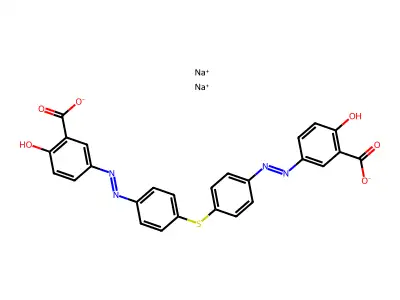 Benzoic acid, 3,3'-(thiobis(phenyleneazo))bis(6-hydroxy-, disodium salt structure