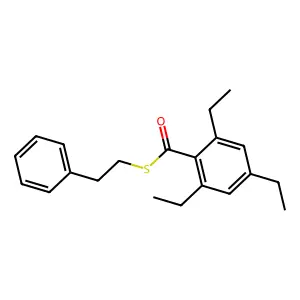 Benzenecarbothioic acid, 2,4,6-triethyl-, S-(2-phenylethyl) ester structure