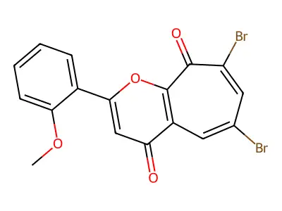 6,8-Dibromo-2-(2-methoxyphenyl)cyclohepta[b]pyran-4,9-dione structure
