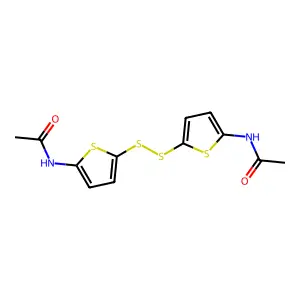 N,N'-[Disulfanediyldi(thiene-5,2-diyl)]diacetamide structure