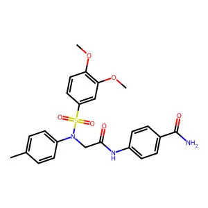 4-({N-[(3,4-dimethoxyphenyl)sulfonyl]-N-(4-methylphenyl)glycyl}amino)benzamide structure