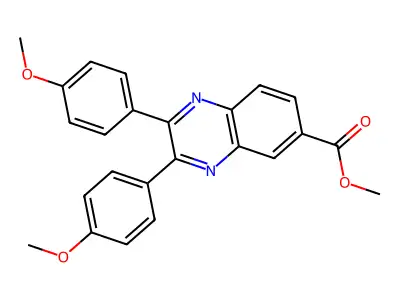 Methyl 2,3-bis(4-methoxyphenyl)quinoxaline-6-carboxylate structure