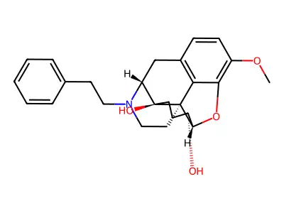 3-Methoxy-17-(2-phenylethyl)-4,5-epoxymorphinan-6,14-diol structure