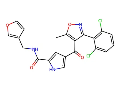 4-[3-(2,6-dichlorophenyl)-5-methyl-1,2-oxazole-4-carbonyl]-N-(furan-3-ylmethyl)-1H-pyrrole-2-carboxamide structure
