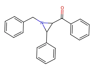 Methanone, phenyl[3-phenyl-1-(phenylmethyl)-2-aziridinyl]-, trans- structure