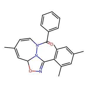 [8-methyl-3-(2,4,6-trimethylphenyl)-9aH-[1,2,4]oxadiazolo[4,5-b]diazepin-5-yl]-phenylmethanone structure