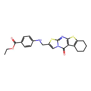 ethyl 4-(((5-oxo-6,7,8,9-tetrahydro-5H-benzo[4,5]thieno[2,3-d]thiazolo[3,2-a]pyrimidin-2-yl)methyl)amino)benzoate structure