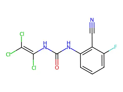 N-(2-cyano-3-fluorophenyl)-N'-(1,2,2-trichlorovinyl)urea structure