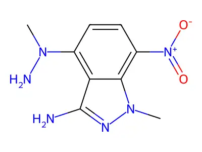 1-methyl-4-(1-methylhydrazino)-7-nitro-1H-indazol-3-amine structure