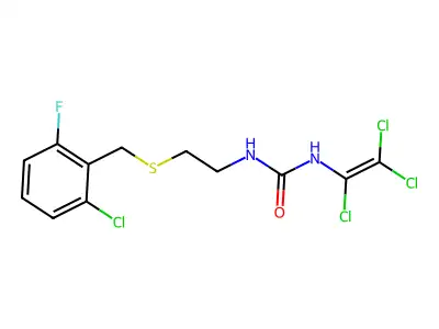 N-{2-[(2-chloro-6-fluorobenzyl)thio]ethyl}-N'-(1,2,2-trichlorovinyl)urea structure
