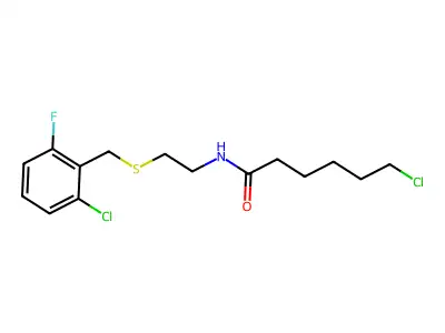 6-chloro-N-{2-[(2-chloro-6-fluorobenzyl)thio]ethyl}hexanamide structure