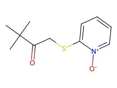 2-[(3,3-Dimethyl-2-oxobutyl)sulfanyl]pyridin-1-ium-1-olate structure