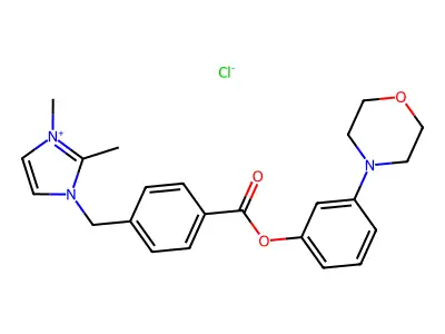 1,2-dimethyl-3-{4-[(3-morpholinophenoxy)carbonyl]benzyl}-1H-imidazol-3-ium chloride structure