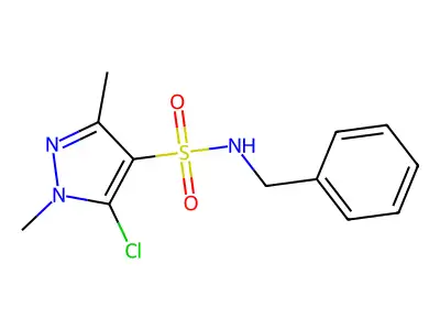 N-benzyl-5-chloro-1,3-dimethylpyrazole-4-sulfonamide structure